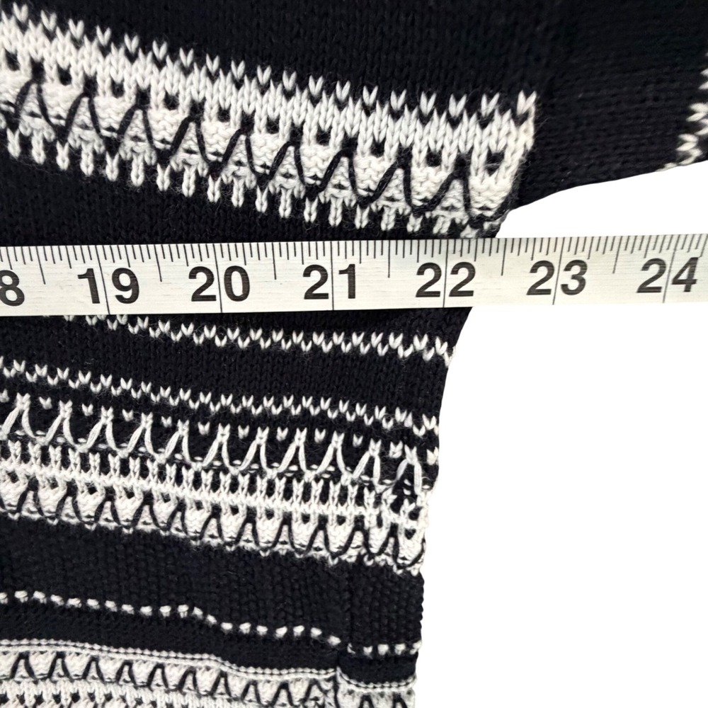Vince Sweater Women S Black White Textured Stripe Cotton Relaxed Quiet Luxury - Picture 8 of 16